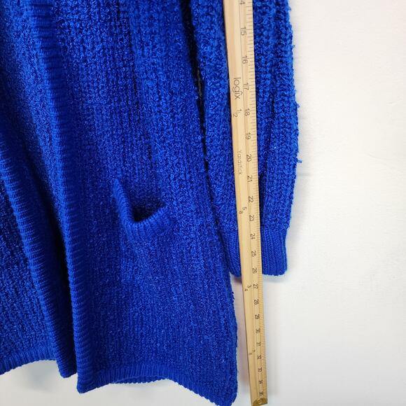 Monto Par le Chois Longline Cardigan Jacket Size L Blue Boucle Knit Vintage - Picture 14 of 16